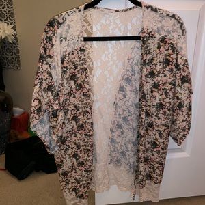 Floral and Lace satin cardigan
